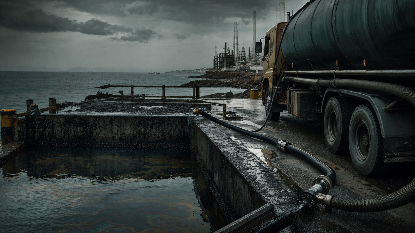 Recuperación controlada de combustible contaminado junto al mar